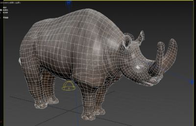 双巨角犀牛动物3dmax模型