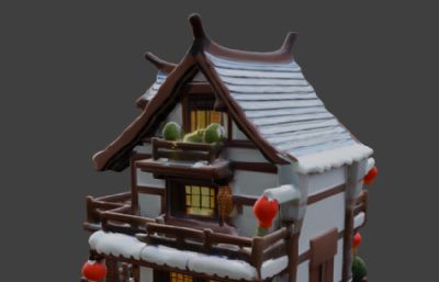 国风二层酒楼 卡通古建