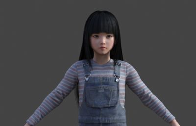 写实亚洲小女孩 小姑娘 小学生游客