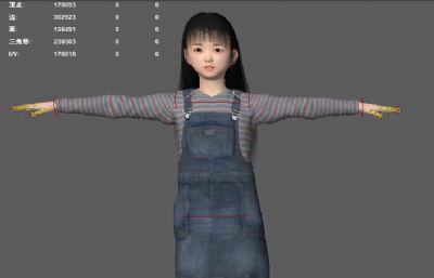 写实亚洲小女孩 小姑娘 小学生游客