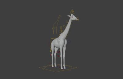 blender长颈鹿 有绑定 行走奔跑观望等动画