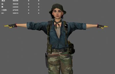 女性士兵特种兵 游戏军人模型 特种部队