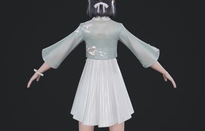 浅绿色淡雅裙子小姐姐