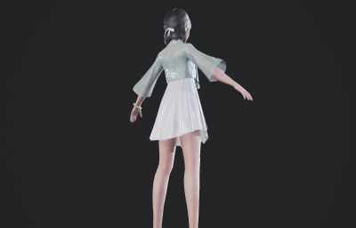 浅绿色淡雅裙子小姐姐