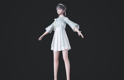 浅绿色淡雅裙子小姐姐