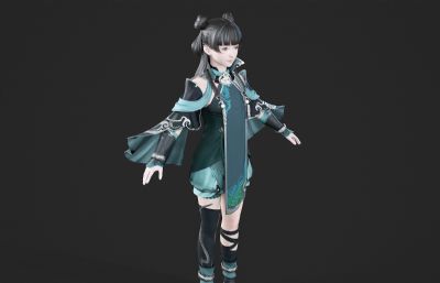 哪吒头古装汉服小姐姐