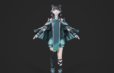 哪吒头古装汉服小姐姐