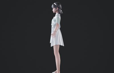 浅绿色淡雅裙子小姐姐