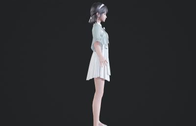 浅绿色淡雅裙子小姐姐