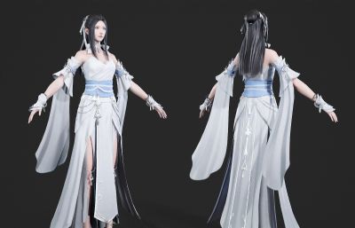 古装汉服小姐姐 古代女侠 仙侠美女 两套服装