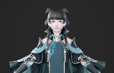 哪吒头古装汉服小姐姐