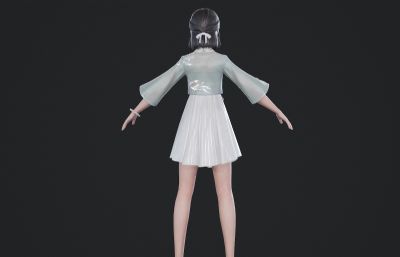 浅绿色淡雅裙子小姐姐