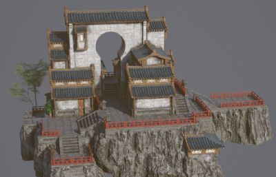 山上仙境建筑 古代道观 游戏场景建筑
