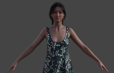 年轻妈妈 中年妇女碎花连衣裙女性人物