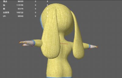 卡通黄色兔子装小女孩