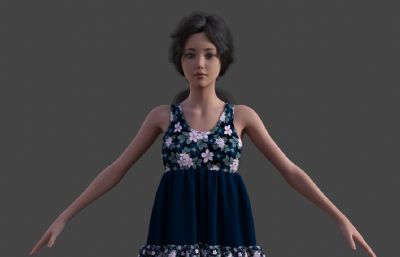 礼服连衣裙女模特 漂亮小姐姐 碎花连衣裙女孩