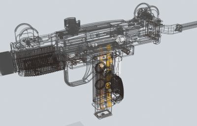 Uzi乌兹冲锋枪三维模型 fbx,stp文件 非实物