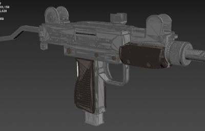 Uzi乌兹冲锋枪三维模型 fbx,stp文件 非实物