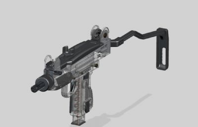Uzi乌兹冲锋枪三维模型 fbx,stp文件 非实物