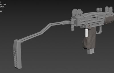 Uzi乌兹冲锋枪三维模型 fbx,stp文件 非实物
