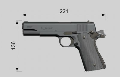 勃朗宁M1911沙漠勇士手枪玩具UG模型