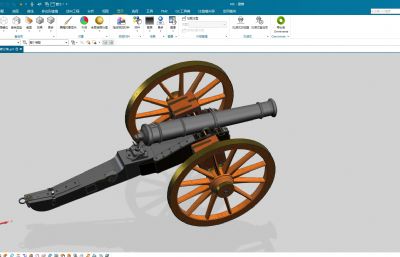 滑铁卢战役拿破仑炮3D建模UG实体