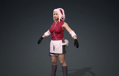 春野樱3D模型 写实风格 带绑定和尬舞
