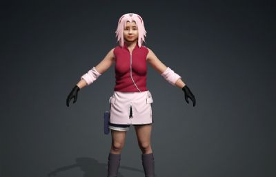 春野樱3D模型 写实风格 带绑定和尬舞