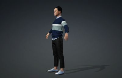 写实男性模型,酷似户子户-晨风,带绑定有动画