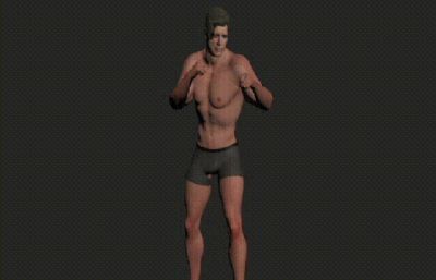 终结者阿诺德·施瓦辛格 肌肉猛男 带绑定和庆祝动画