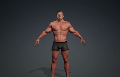 终结者阿诺德·施瓦辛格 肌肉猛男 带绑定和庆祝动画