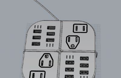 多功能多造型新型插排设计建模