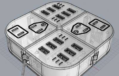 多功能多造型新型插排设计建模