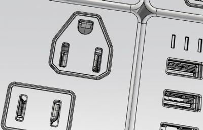 多功能多造型新型插排设计建模