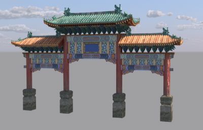 中式牌楼,牌坊塌陷模型