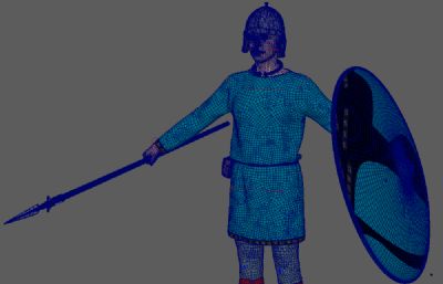 欧洲古代王国士兵 墨洛温王朝士兵 欧洲战士长茅盾牌