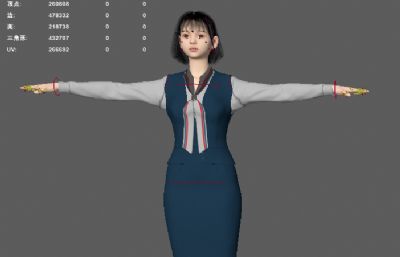 女职员职业套装 美女服务员 写实女性人物