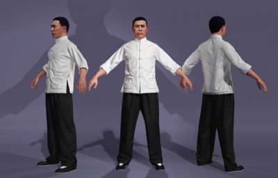 咏春叶问,写实功夫虚拟人,全身绑定