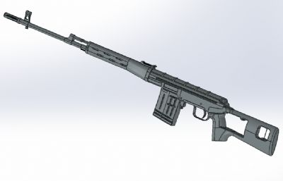 SVD Sniper Rifle苏联狙击步枪STP模型SolidWorks装配体UG