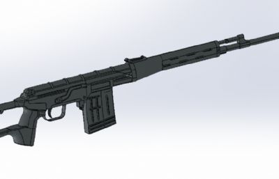 SVD Sniper Rifle苏联狙击步枪STP模型SolidWorks装配体UG