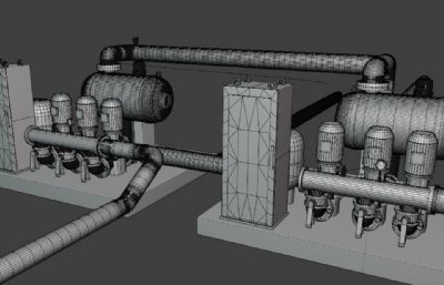 水厂泵站无负压泵组 水泵 供水泵三维模型