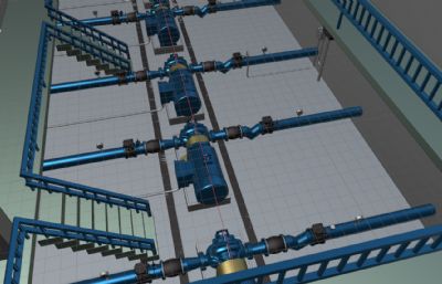 水厂泵泵房 供水泵 配电室 数字孪生三维模型