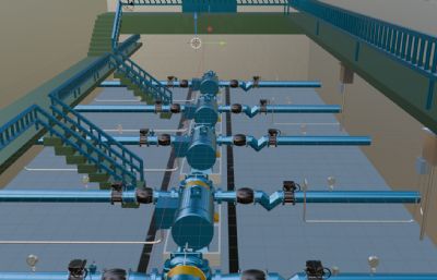 水厂泵泵房 供水泵 配电室 数字孪生三维模型