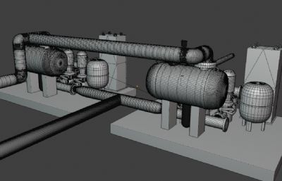水厂泵站无负压泵组 水泵 供水泵三维模型