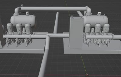 水厂泵站无负压泵组 水泵 供水泵三维模型