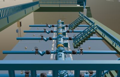水厂泵泵房 供水泵 配电室 数字孪生三维模型