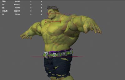 绿巨人浩克 游戏卡通人物 有绑定