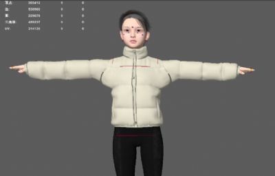 女孩冬装模型 漂亮羽绒服女孩