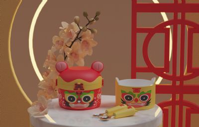 文创儿童餐具-布偶虎民俗文创设计