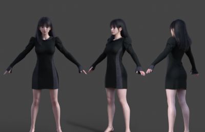 漂亮连衣裙女孩 时尚女人 年轻城市女青年